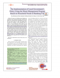 THE IMPLEMENTATION OF LOCAL GOVERMENT'S POLICY USING THE WASTE MANAGEMENT PROGRAM BASED ON HOUSEHOLD NEEDS IN BANDUNG CITY