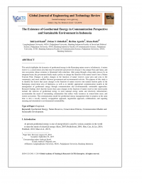 THE EXISTENCE OF GEOTHERMAL ENERGY IN COMMUNICATION PERSPECTIVE AND SUSTAINBLE ENVIRONMENT IN INDONESIA