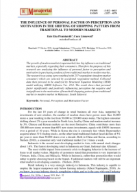 The Influence Of Personal Factor On Perception And Motivation In The Shifting Of Shopping Pattern From Traditional To Modern Markets