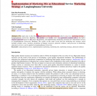 Implementations of Marketing Mix as Educational Service Marketing