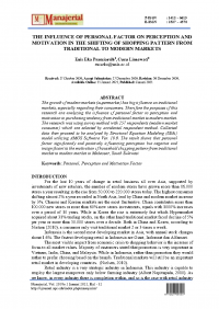 THE INFLUENCE OF PERSONAL FACTOR ON PERCEPTION AND MOTIVATION IN THE SHIFTING OF SHOPPING PATTERN FROM TRADITIONAL TO MODERN MARKETS