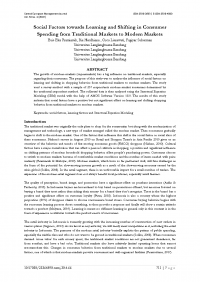 Social Factors towards Learning and Shifting in Consumer Spending from Traditional Markets to Modern Markets