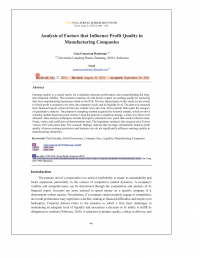 turnitin Analysis of Factors that Influence Profit Quality in Manufacturing Companies