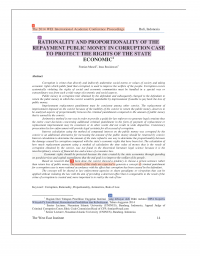 RATIONALITY AND
PROPORTIONALITY OF THE REPAYMENT PUBLIC MONEY IN CORRUPTION CASE TO PROTECT THE RIGHTS OF THE STATE ECONOMIC