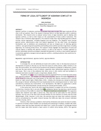 FORMS OF LEGAL SETTLEMENT OF AGRARIAN CONFLICT IN INDONESIA