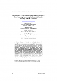 Integration of e-Learning for Mathematics on ResourceBased Learning: Increasing Mathematical Creative Thinking and Self-Confidence